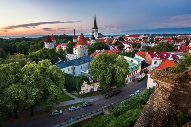 Aerial View of Tallinn Old Town from Toompea Hill in the Evening clipart