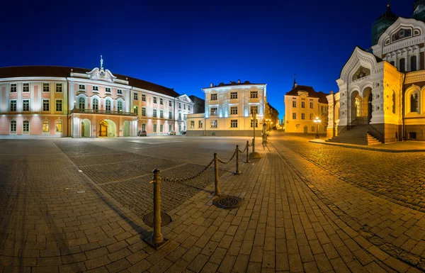 Place Lossi Plats et cathédrale Alexander Nevski en soirée — Photo