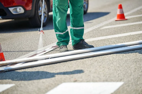 Road marking - Crosswalk painting, white painting on asphalt road