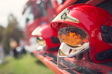 Firefighter's helmet - fire reflection