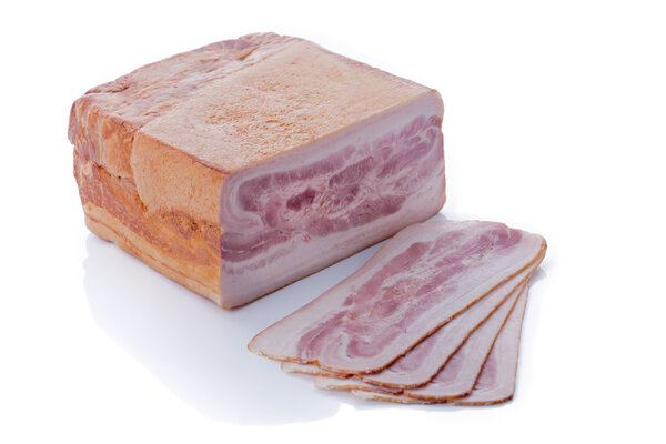 Pressed Bacon, aranged on white