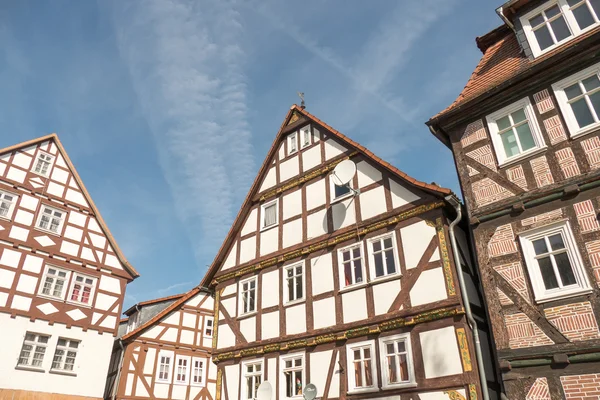 Half-timbered houses in Frankenberg. Royalty Free Stock Images