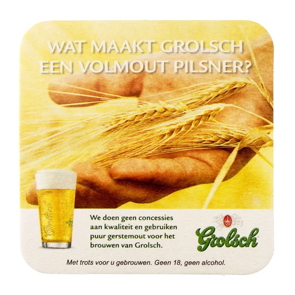Beer coaster for advertising for Grolsch volmout. — Stock Photo, Image