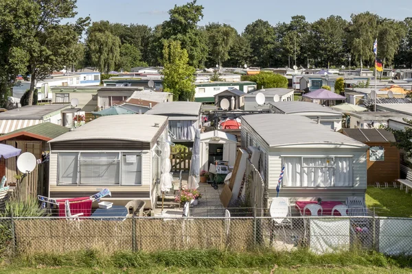 Mobile homes in the town camping Lemmer. Royalty Free Stock Images