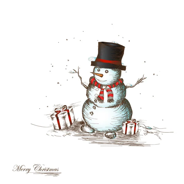 Smiling snowman — Stock Vector