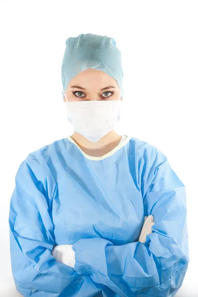 A young beautiful female doctor wearing a medical uniform — Stock Photo, Image