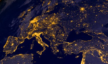 Avrupa geceleri uzaydan aydınlanıyor, bu görüntünün elementleri NASA tarafından sağlanıyor.
