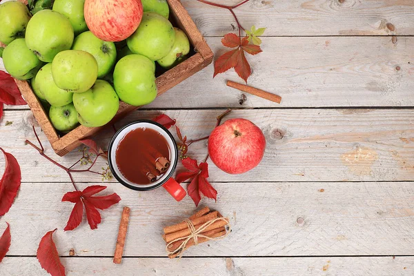 Apple Cider Juice Fruit Drink Ingredients Sunny Table Concept Diet — Stock Photo, Image