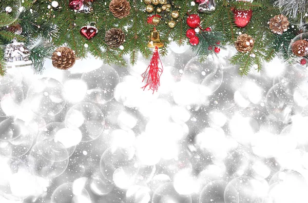 Рождественские Украшения Открытка Баннер Показа Новым 2021 Годом Фон Боке — стоковое фото