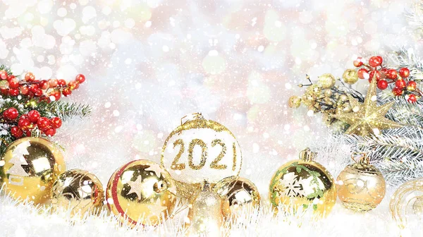 Christmas Background New Year Concept Beautiful Holiday Decorations Light Defocused — Stock Photo, Image