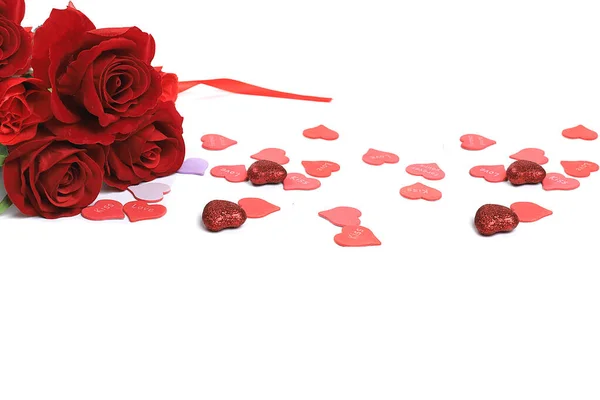 Biglietto Auguri San Valentino Festa Della Donna Striscione Cuori Rose — Foto Stock