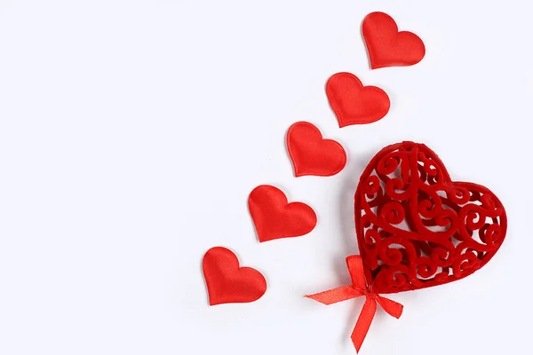 Menyambut Kartu Dengan Hati Merah Latar Belakang Hari Valentine Atau — Stok Foto