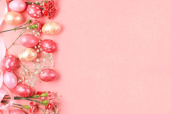 Καλή Ιδέα Πάσχα Ευχετήρια Κάρτα Άνοιξη Φόντο Διακοσμημένα Ροζ Πασχαλινά — Φωτογραφία Αρχείου