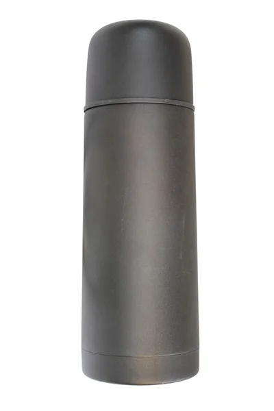 Siyah eski termos flask — Stok fotoğraf