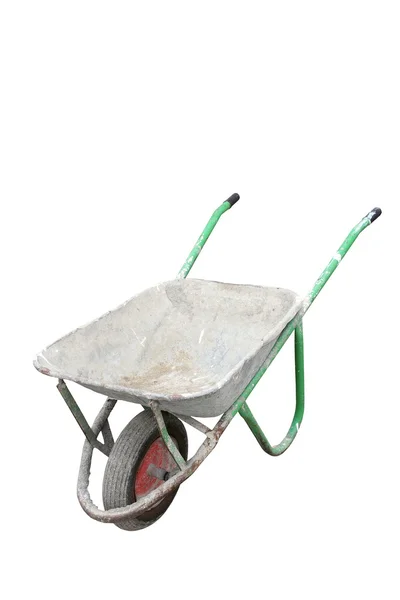 Isolated old dirty wheelbarrow — Stock Photo, Image