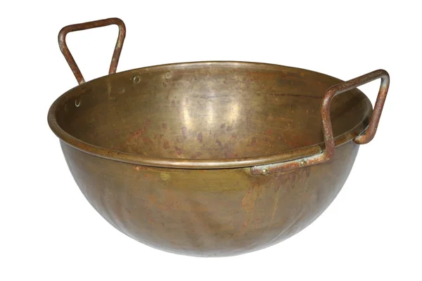 Ancient weathered copper pot — Stock Photo, Image