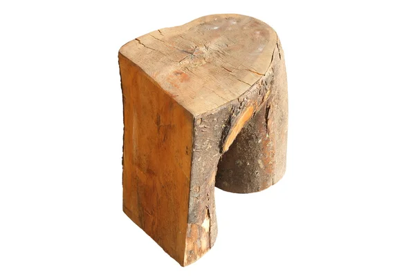 Interesting wooden trunk carved seat — Stock Photo, Image