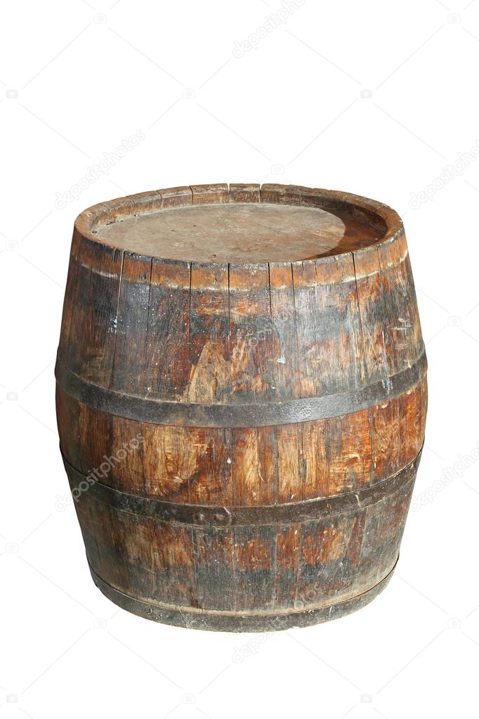 isolated wooden wine barrel