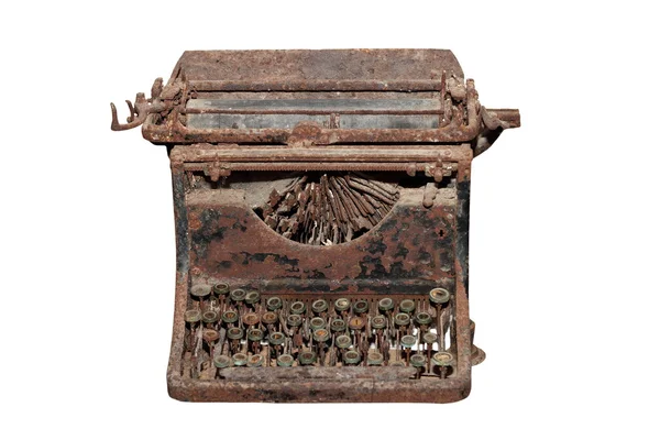 Antiga máquina de escrever enferrujada isolada — Fotografia de Stock