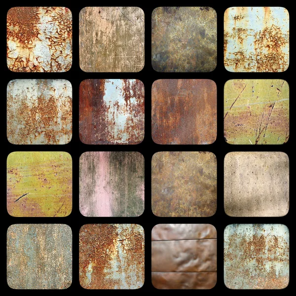 Colección de texturas metálicas oxidadas interesantes —  Fotos de Stock