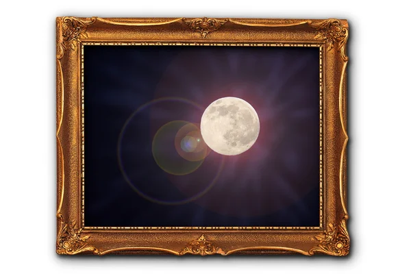 Image de pleine lune dans le cadre de peinture — Photo