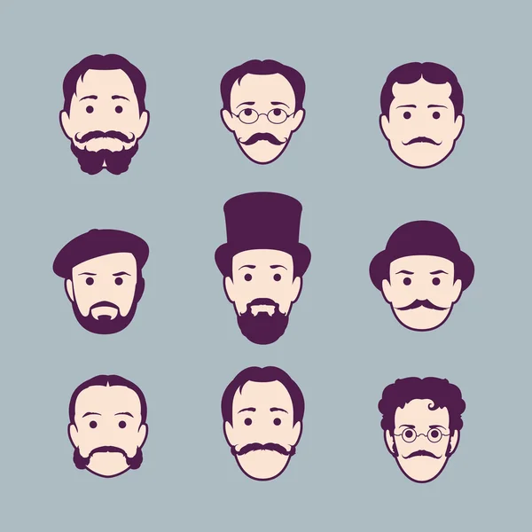 Collection Rétro de visages masculins variés . — Image vectorielle