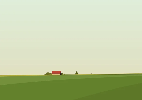 Zelená krajina s osamělý dům — Stockový vektor