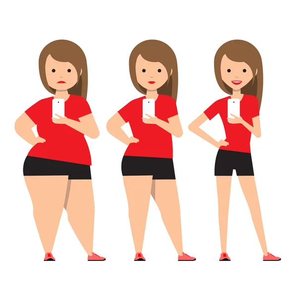 Stages weight loss before and after. — Stock Vector