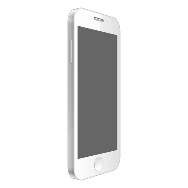 Gerçekçi smartphone. Beyaz modern telefon — Stok Vektör