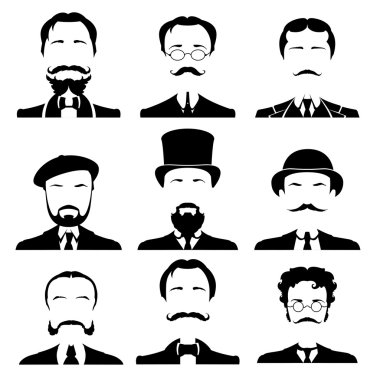 Vintage gentleman portrait set. vector