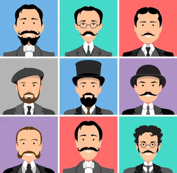 Ensemble portrait de gentleman vintage . — Image vectorielle