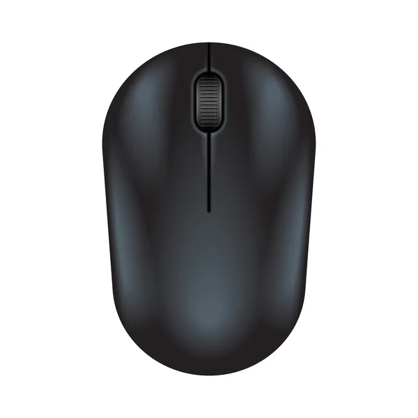 Black realistic computer mouse. — Stock Vector