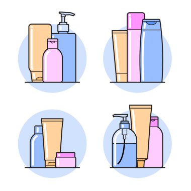 Kozmetik. Düz simgeler