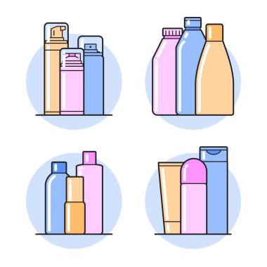 Kozmetik. Düz simgeler