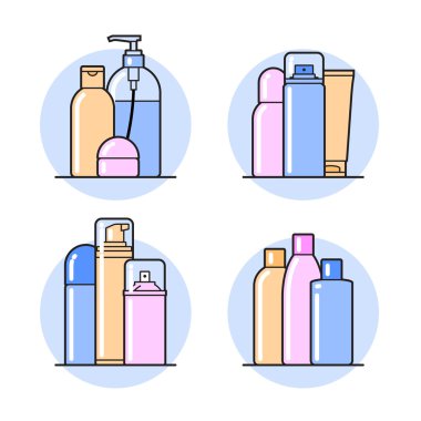 Kozmetik. Düz simgeler