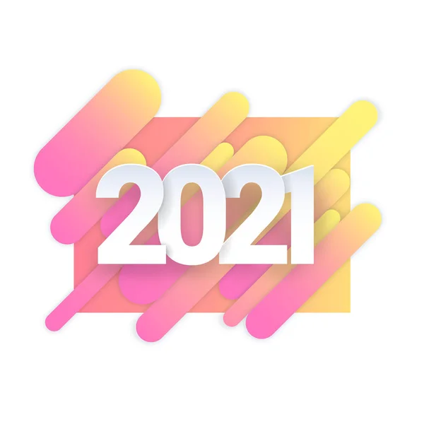 Desain Teks Vektor 2021 Nomor Happy New Year Template Greeting - Stok Vektor