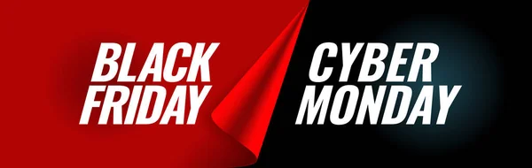 Fekete Péntek Cyber Hétfő Promóciós Banner Poszter Sablon Vektorillusztráció — Stock Vector