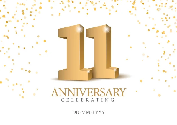 Anniversary Gold Numbers Poster Template Celebrating 11Th Anniversary Event Party — Stock Vector