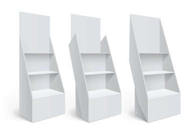 Terfi sayacı, perakende satış standı beyaz arka planda izole edilmiş. Tasarımın için bir şablon. Vektör illüstrasyonu.