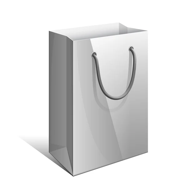 Sacchetto di carta grigio con manici di corda per regali. Illustrazione vettoriale — Vettoriale Stock