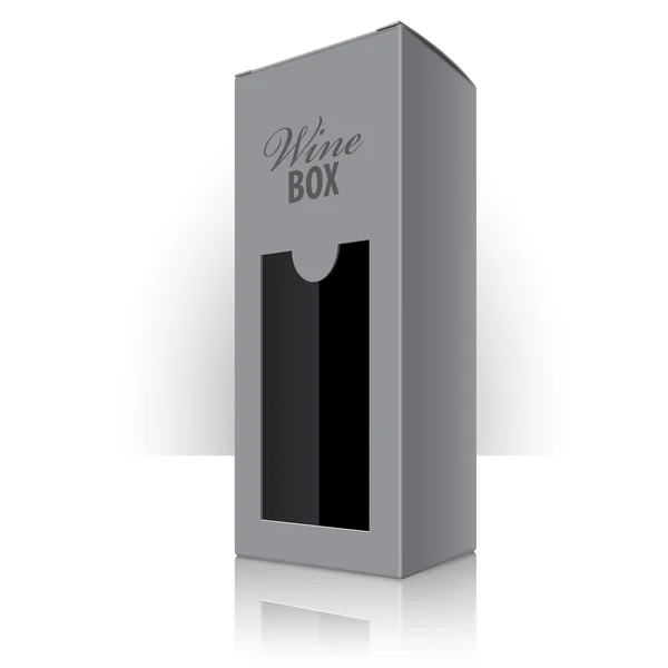 Caja de embalaje gris para botellas de vino. Vector — Vector de stock