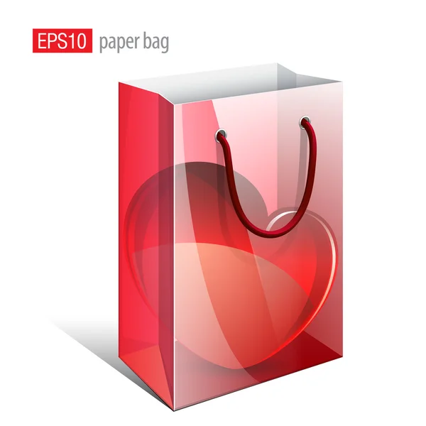 Κόκκινο χαρτί τσάντα. Vector εικονογράφηση — Διανυσματικό Αρχείο