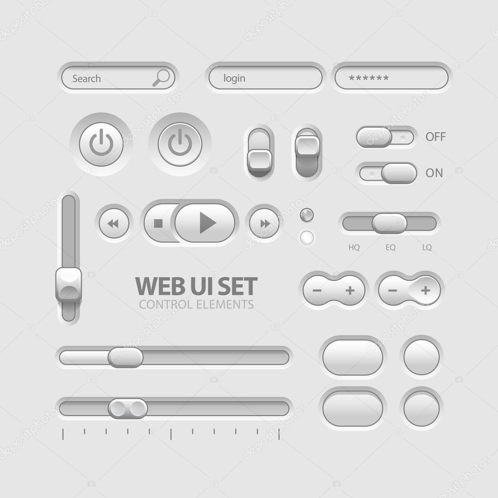 Light Web UI Elements Design Gray