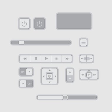 Web kullanıcı arabirimi öğeleri düz tasarım gri