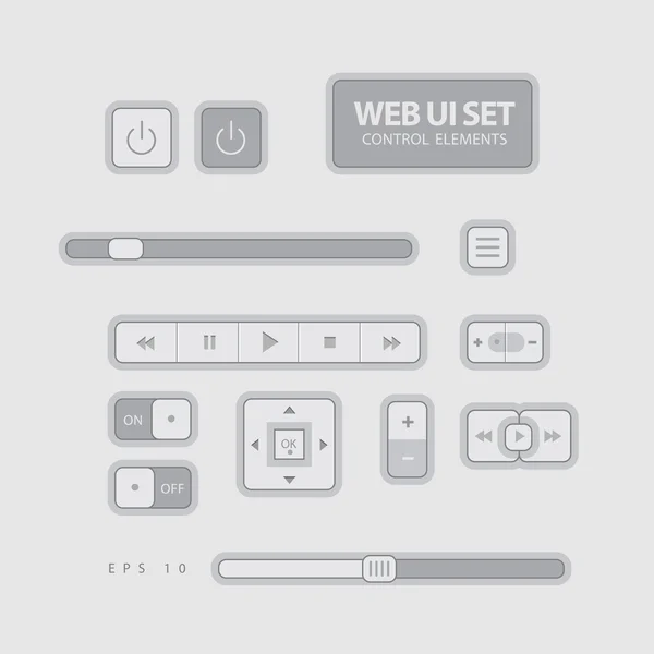 Elementos de interfaz web Diseño plano Gris — Vector de stock