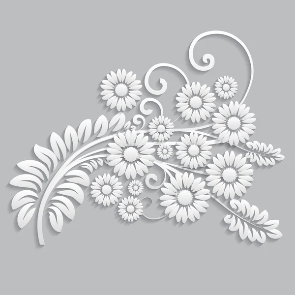 Flowers and floral elements cut from paper — Stock Vector