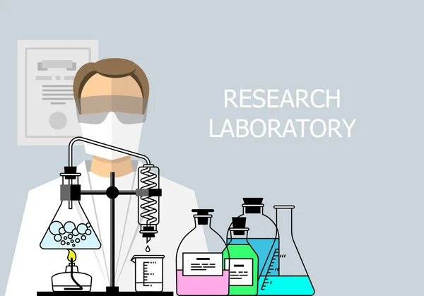 Chemical Research Laboratory. Flat design — Stock Vector