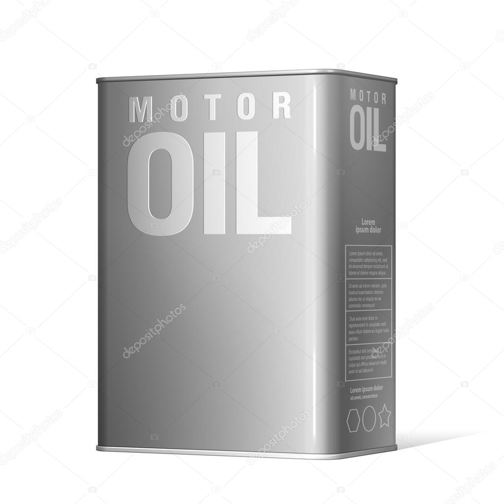 Realistic metal containers for motor oil