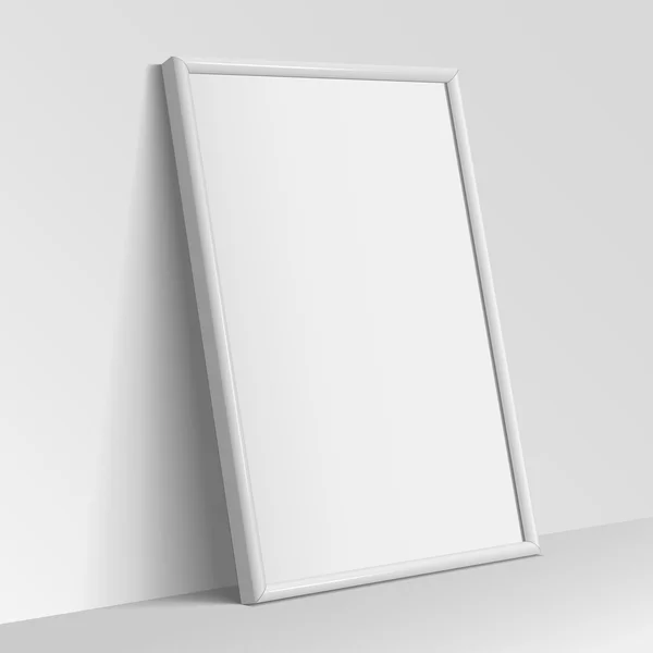 Marco vertical blanco realista para pinturas — Vector de stock