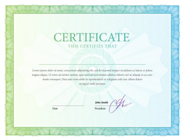 Sertifika. Şablon diploma, para birimi.